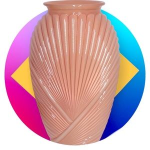 Art Deco Revival Glass Vase, Draped Shell Design, Retro/Boho Granny Chic